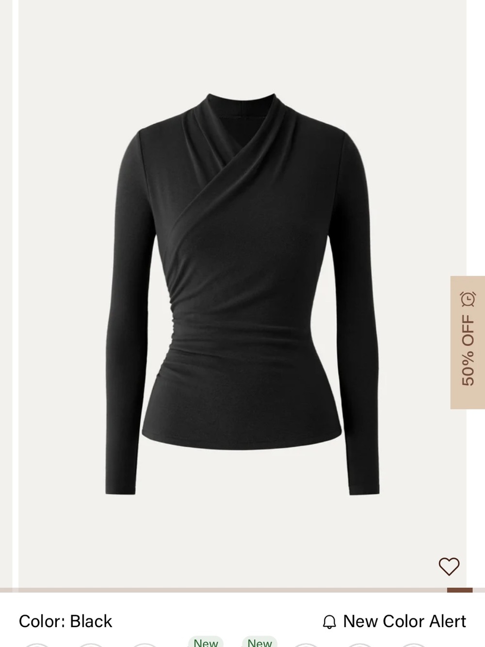 OGL Black Draped Crossover Long-Sleeve Top with tags